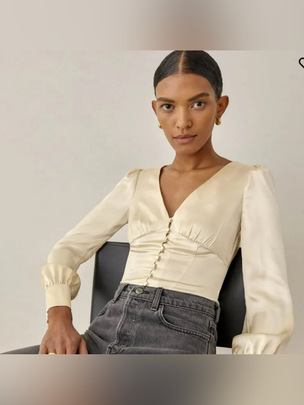 NWT Reformation Cadence Blouse in Almond Size S